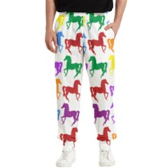 Colorful Horse Background Wallpaper Men s Elastic Waist Pants