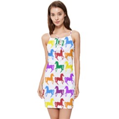 Colorful Horse Background Wallpaper Summer Tie Front Dress