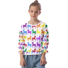 Colorful Horse Background Wallpaper Kids  Cuff Sleeve Top