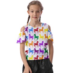Colorful Horse Background Wallpaper Kids  Butterfly Cutout T-Shirt