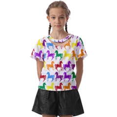 Colorful Horse Background Wallpaper Kids  Front Cut T-Shirt