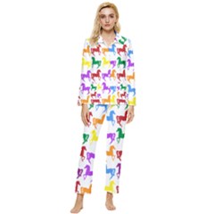 Colorful Horse Background Wallpaper Womens  Long Sleeve Velvet Pocket Pajamas Set
