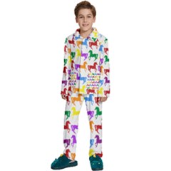 Colorful Horse Background Wallpaper Kids  Long Sleeve Velvet Pajamas Set
