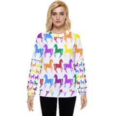Colorful Horse Background Wallpaper Hidden Pocket Sweatshirt