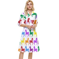 Colorful Horse Background Wallpaper Classy Knee Length Dress