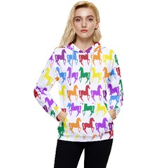 Colorful Horse Background Wallpaper Women s Lightweight Drawstring Hoodie
