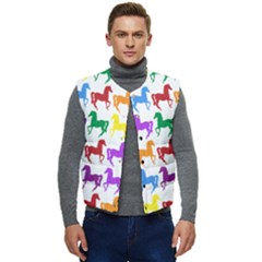 Colorful Horse Background Wallpaper Men s Button Up Puffer Vest	
