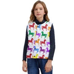 Colorful Horse Background Wallpaper Kid s Button Up Puffer Vest	