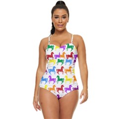 Colorful Horse Background Wallpaper Retro Full Coverage Swimsuit