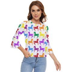 Colorful Horse Background Wallpaper Bell Sleeve Top