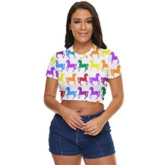 Colorful Horse Background Wallpaper Side Button Cropped T-Shirt