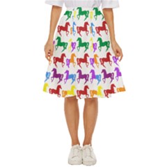 Colorful Horse Background Wallpaper Classic Short Skirt