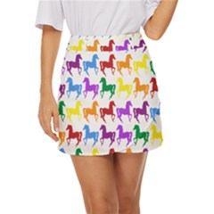 Colorful Horse Background Wallpaper Mini Front Wrap Skirt
