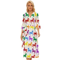 Colorful Horse Background Wallpaper Midsummer Wrap Dress