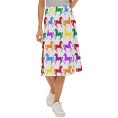 Colorful Horse Background Wallpaper Midi Panel Skirt
