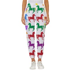 Colorful Horse Background Wallpaper Women s Cropped Drawstring Pants