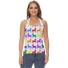 Colorful Horse Background Wallpaper Basic Halter Top