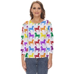 Colorful Horse Background Wallpaper Cut Out Wide Sleeve Top