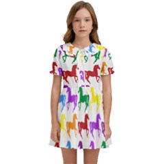 Colorful Horse Background Wallpaper Kids  Sweet Collar Dress