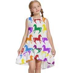 Colorful Horse Background Wallpaper Kids  Frill Swing Dress
