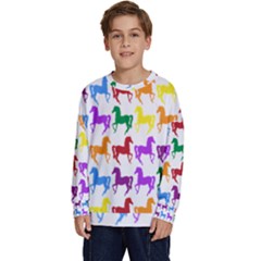Colorful Horse Background Wallpaper Kids  Crewneck Sweatshirt