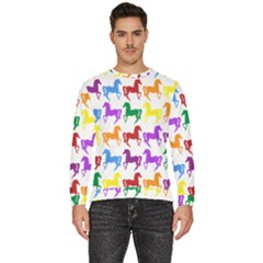 Colorful Horse Background Wallpaper Men s Fleece Sweatshirt
