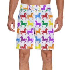 Colorful Horse Background Wallpaper Men s Beach Shorts
