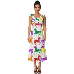 Colorful Horse Background Wallpaper Tie-Strap Tiered Midi Chiffon Dress