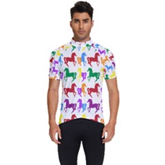 Colorful Horse Background Wallpaper Men s Short Sleeve Cycling Jersey