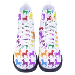 Colorful Horse Background Wallpaper Women s High-Top Canvas Sneakers