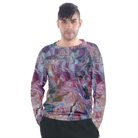 Blended Waves Men s Long Sleeve Raglan T-shirt by kaleidomarblingart