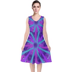 Wallpaper Tie Dye Pattern V-neck Midi Sleeveless Dress 