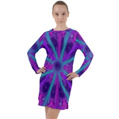 Wallpaper Tie Dye Pattern Long Sleeve Hoodie Dress