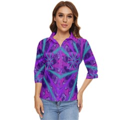 Wallpaper Tie Dye Pattern Women s Quarter Sleeve Pocket Shirt