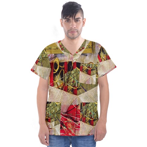 Collage Men s V-neck Scrub Top by bestdesignintheworld