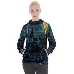 Castle Starry Night Van Gogh Parody Women s Hooded Pullover by Sarkoni