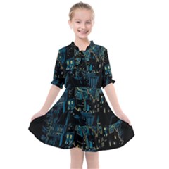 Castle Starry Night Van Gogh Parody Kids  All Frills Chiffon Dress by Sarkoni