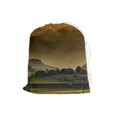 Mountains Village Trees Hills Drawstring Pouch (large)
