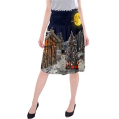 Christmas Landscape Midi Beach Skirt