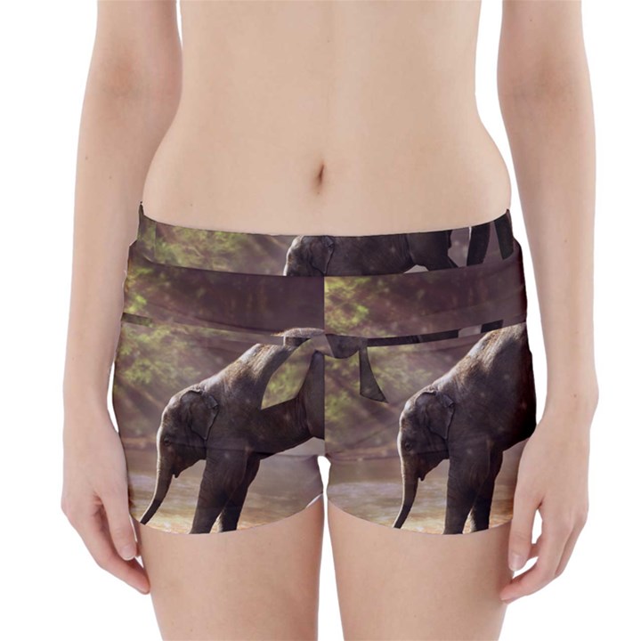 Baby Elephant Watering Hole Boyleg Bikini Wrap Bottoms