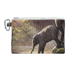 Baby Elephant Watering Hole Canvas Cosmetic Bag (large)