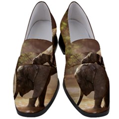 Baby Elephant Watering Hole Women s Chunky Heel Loafers by Sarkoni