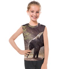 Baby Elephant Watering Hole Kids  Mesh Tank Top by Sarkoni