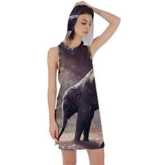 Baby Elephant Watering Hole Racer Back Hoodie Dress by Sarkoni