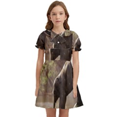 Baby Elephant Watering Hole Kids  Bow Tie Puff Sleeve Dress by Sarkoni