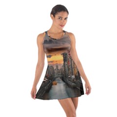 River Buildings City Urban Cotton Racerback Dress