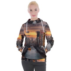 River Buildings City Urban Women s Hooded Pullover by Sarkoni