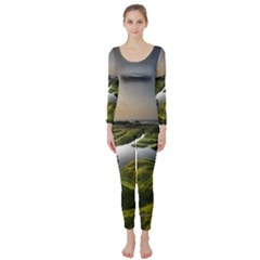 Coast Algae Sea Beach Shore Long Sleeve Catsuit