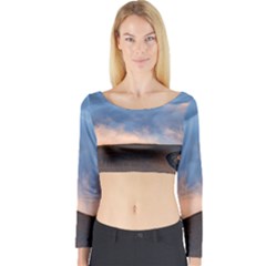 Landscape Sky Clouds Mountain Road Long Sleeve Crop Top