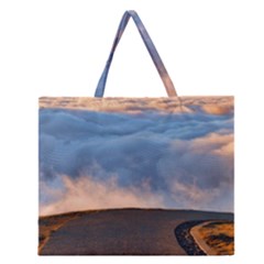 Landscape Sky Clouds Mountain Road Zipper Large Tote Bag